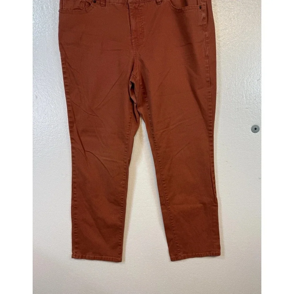 Sonoma Modern Straight Denim Jeans Womens Sz 16‎ Rust Brown Stretch Mid Rise